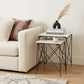 Set of Two White and Black Marble and Metal Square Nested Tables