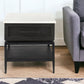 22" Black And White Marble Square End Table With Drawer And Shelf