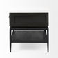 22" Black And White Marble Square End Table With Drawer And Shelf