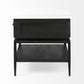 22" Black And White Marble Square End Table With Drawer And Shelf