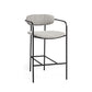 27" Gray And Black Fabric And Metal Counter Height Bar Chair