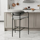 27" Gray And Black Upholstered And Metal Counter Height Bar Chair