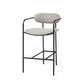 27" Gray And Black Upholstered And Metal Counter Height Bar Chair