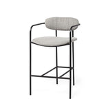 27" Gray And Black Fabric And Metal Counter Height Bar Chair