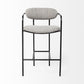 27" Gray And Black Fabric And Metal Counter Height Bar Chair