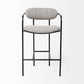 27" Gray And Black Upholstered And Metal Counter Height Bar Chair