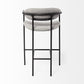 27" Gray And Black Upholstered And Metal Counter Height Bar Chair