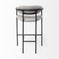 27" Gray And Black Fabric And Metal Counter Height Bar Chair