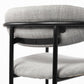 27" Gray And Black Fabric And Metal Counter Height Bar Chair