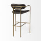 30" Brown And Gold Faux Leather And Steel Bar Height Bar Chair