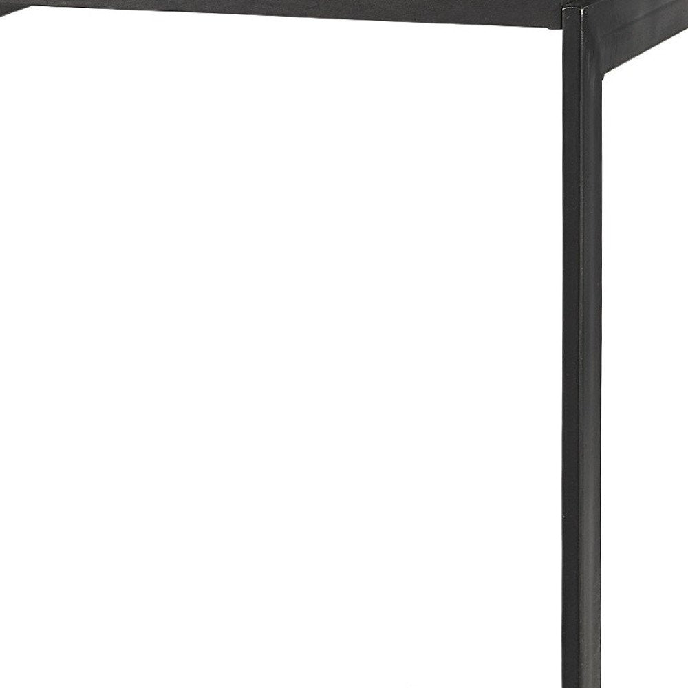 26" Black Solid Wood and Metal Backless Counter Height Bar Chair