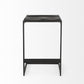 26" Black Solid Wood and Metal Backless Counter Height Bar Chair