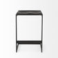 26" Black Solid Wood and Metal Backless Counter Height Bar Chair