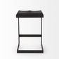26" Black Solid Wood and Metal Backless Counter Height Bar Chair