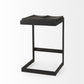26" Black Solid Wood and Metal Backless Counter Height Bar Chair
