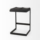 26" Black Solid Wood and Metal Backless Counter Height Bar Chair