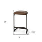 29" Black Leather and Metal Backless Bar Chair
