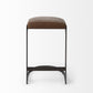 29" Black Leather and Metal Backless Bar Chair