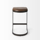 29" Black Leather and Metal Backless Bar Chair