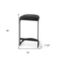 29" Black Faux Leather Genuine Leather and Metal Backless Counter Height Bar Chair