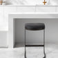29" Black Faux Leather and Metal Backless Bar Chair