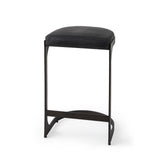29" Black Faux Leather Genuine Leather and Metal Backless Counter Height Bar Chair