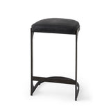 29" Black Faux Leather and Metal Backless Bar Chair