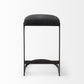 29" Black Faux Leather Genuine Leather and Metal Backless Counter Height Bar Chair