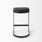 29" Black Faux Leather and Metal Backless Bar Chair