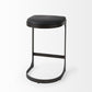 29" Black Faux Leather and Metal Backless Bar Chair