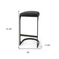 35" Black Leather and Metal Backless Bar Chair