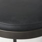35" Black Leather and Metal Backless Bar Chair