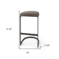 29" Black Leather and Metal Backless Bar Chair