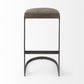 29" Black Leather and Metal Backless Bar Chair