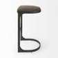 29" Black Leather and Metal Backless Bar Chair