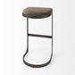 29" Black Leather and Metal Backless Bar Chair