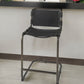 29" Black Leather And Iron Bar Chair