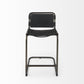 29" Black Leather And Iron Bar Chair