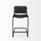 29" Black Leather And Iron Bar Chair