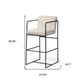 29" Beige and Black Fabric and Metal Counter Height Bar Chair