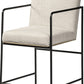 29" Beige and Black Fabric and Metal Counter Height Bar Chair