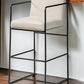 29" Beige and Black Fabric and Metal Counter Height Bar Chair