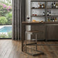 30" Wood Brown And Gray Solid Wood And Metal Backless Bar Height Bar Chair