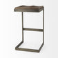 30" Wood Brown And Gray Solid Wood And Metal Backless Bar Height Bar Chair