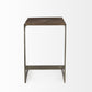 26" Wood Brown And Brown Solid Wood And Metal Backless Counter Height Bar Chair