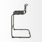 30" Black and Gray Leather and Iron Bar Height Bar Chair