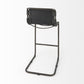 30" Black and Gray Leather and Iron Bar Height Bar Chair