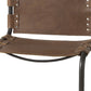 35" Brown and Black Leather and Metal Bar Chair
