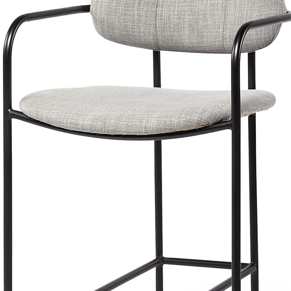 29" Gray and Black Fabric and Steel Bar Chair