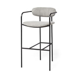 29" Gray and Black Fabric and Steel Bar Chair